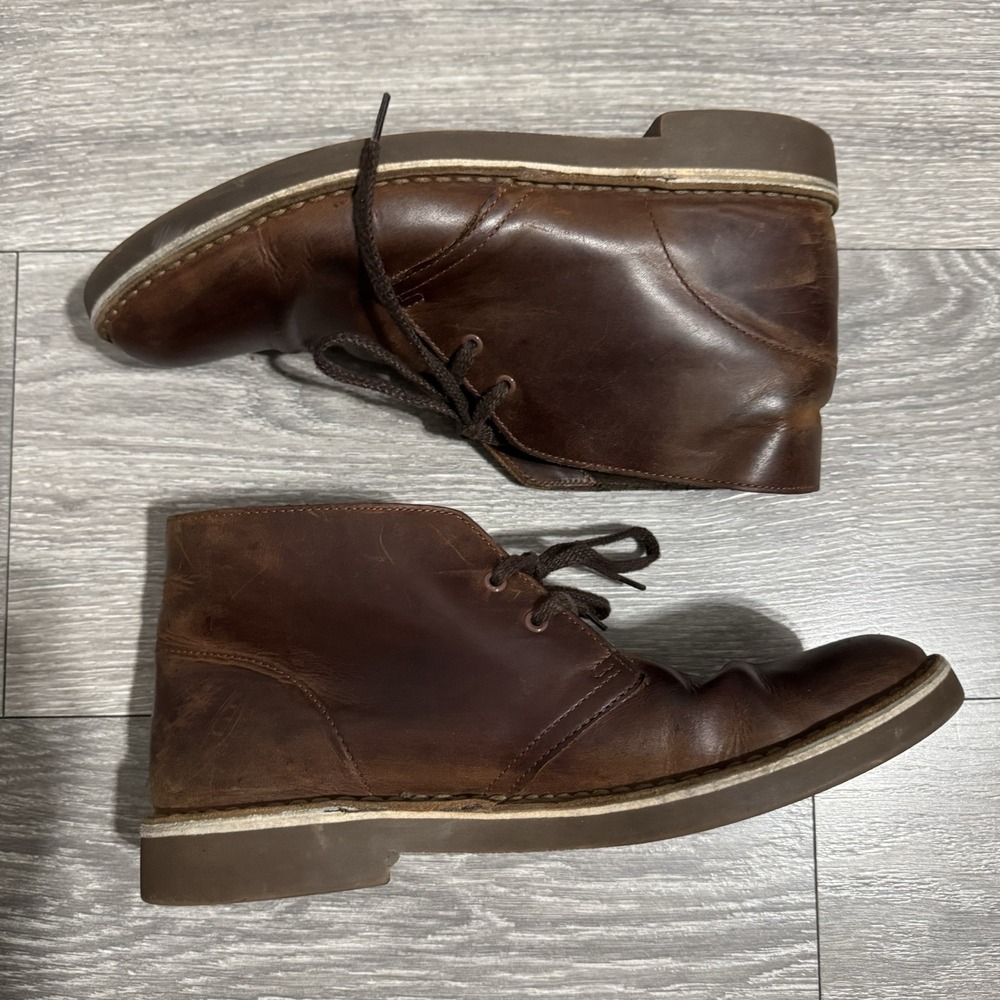 Clarks Men's Bushacre 2 Size 8 M‎ Dark Brown Leather Classic Chukka Boots